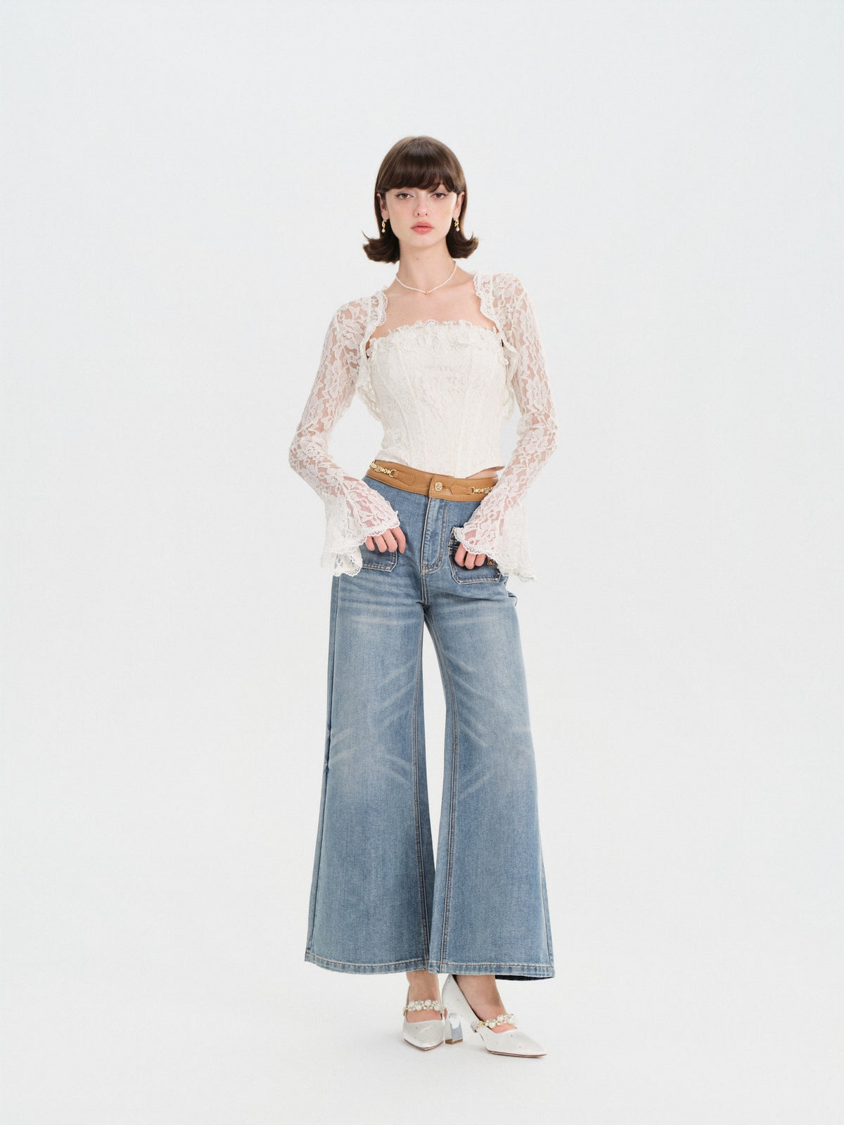 Morning Muse Cropped Lace Cardigan back view