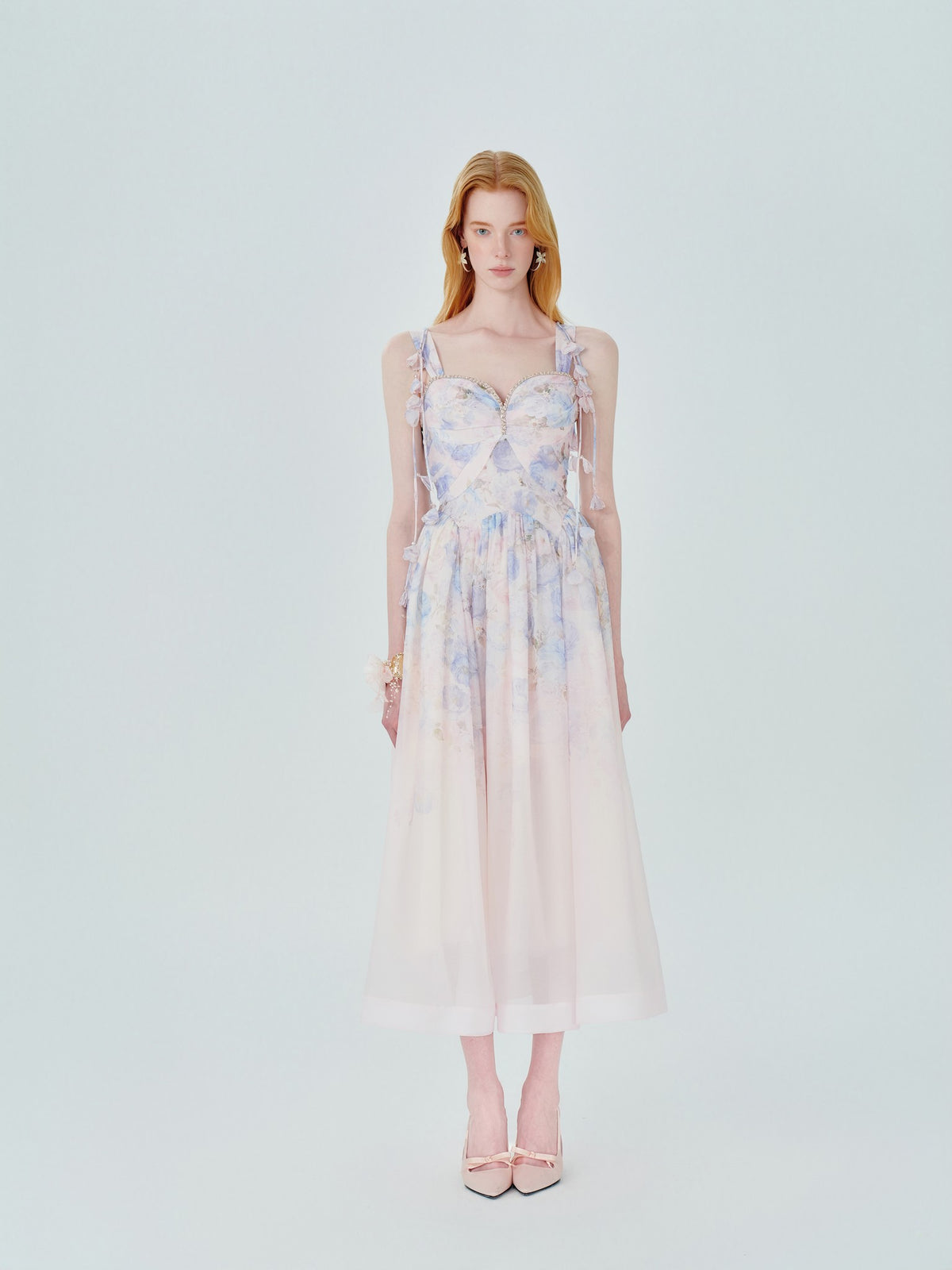 Riviera Print Bustier Maxi Dress front detail