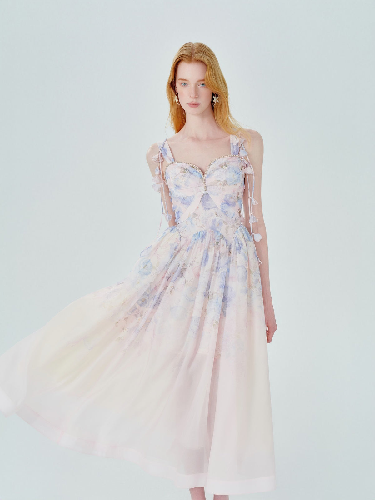 Riviera Print Bustier Maxi Dress back view