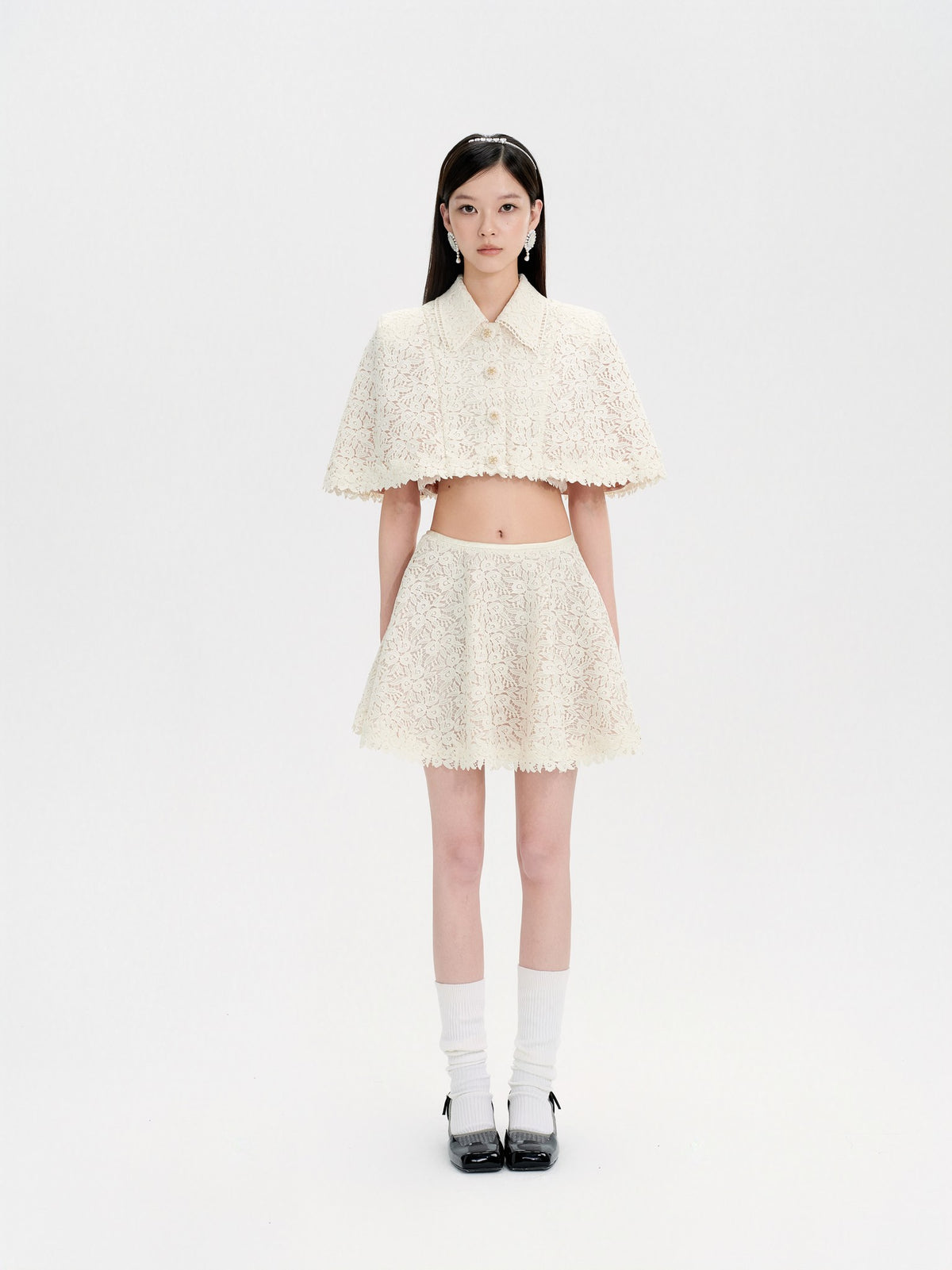 Mayfair Beige Lace Embroidered Cape Jacket lookbook cover