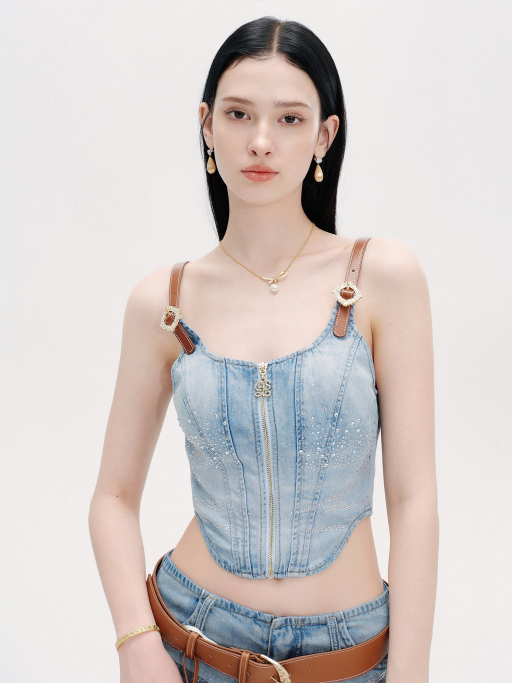 Rue Cambon Blue Vintage Socialite Denim Mini Skirt Blue detail