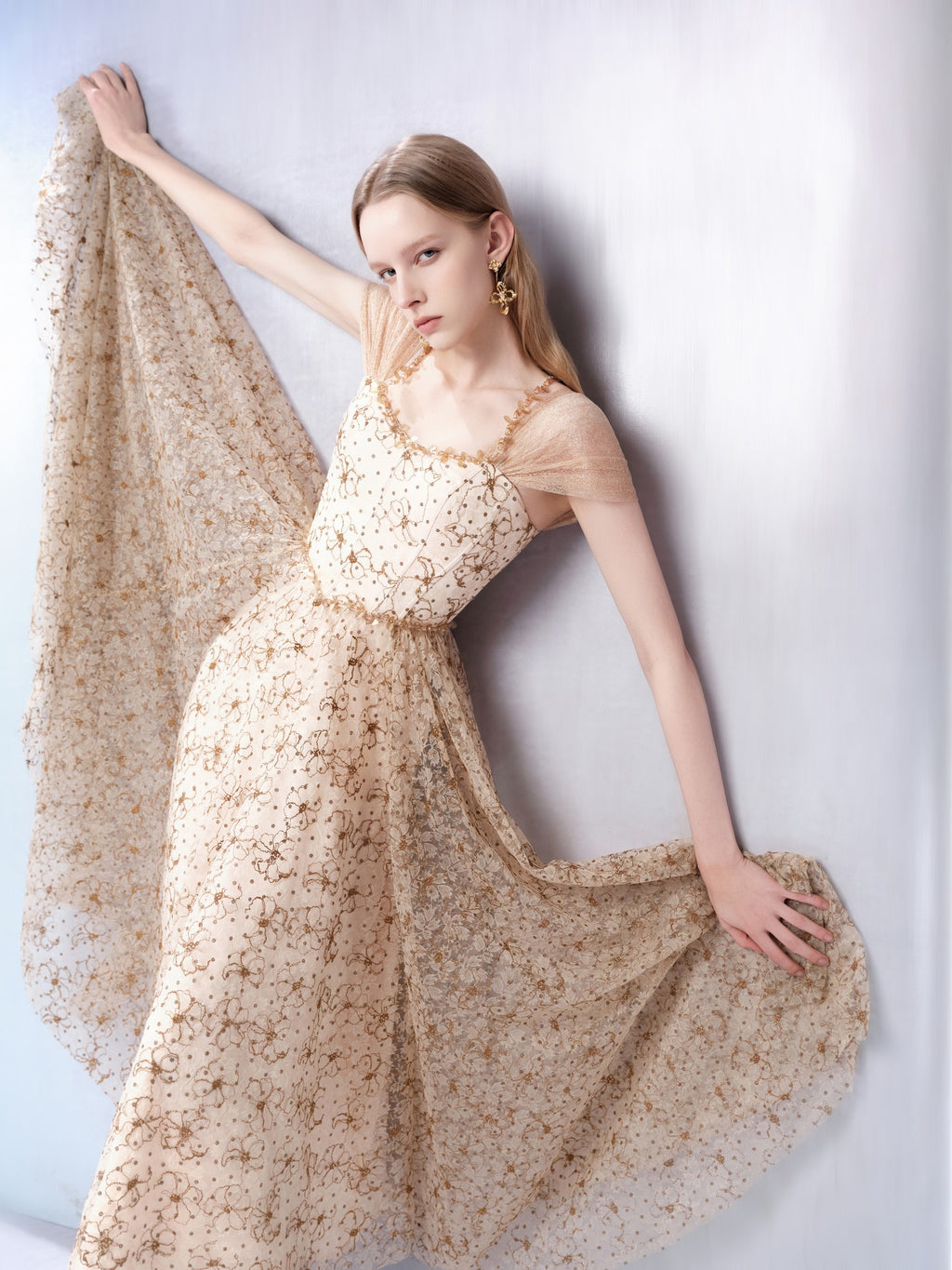 Pearl Wonderland Tulle Embroidered Sequin Waist Dress full body
