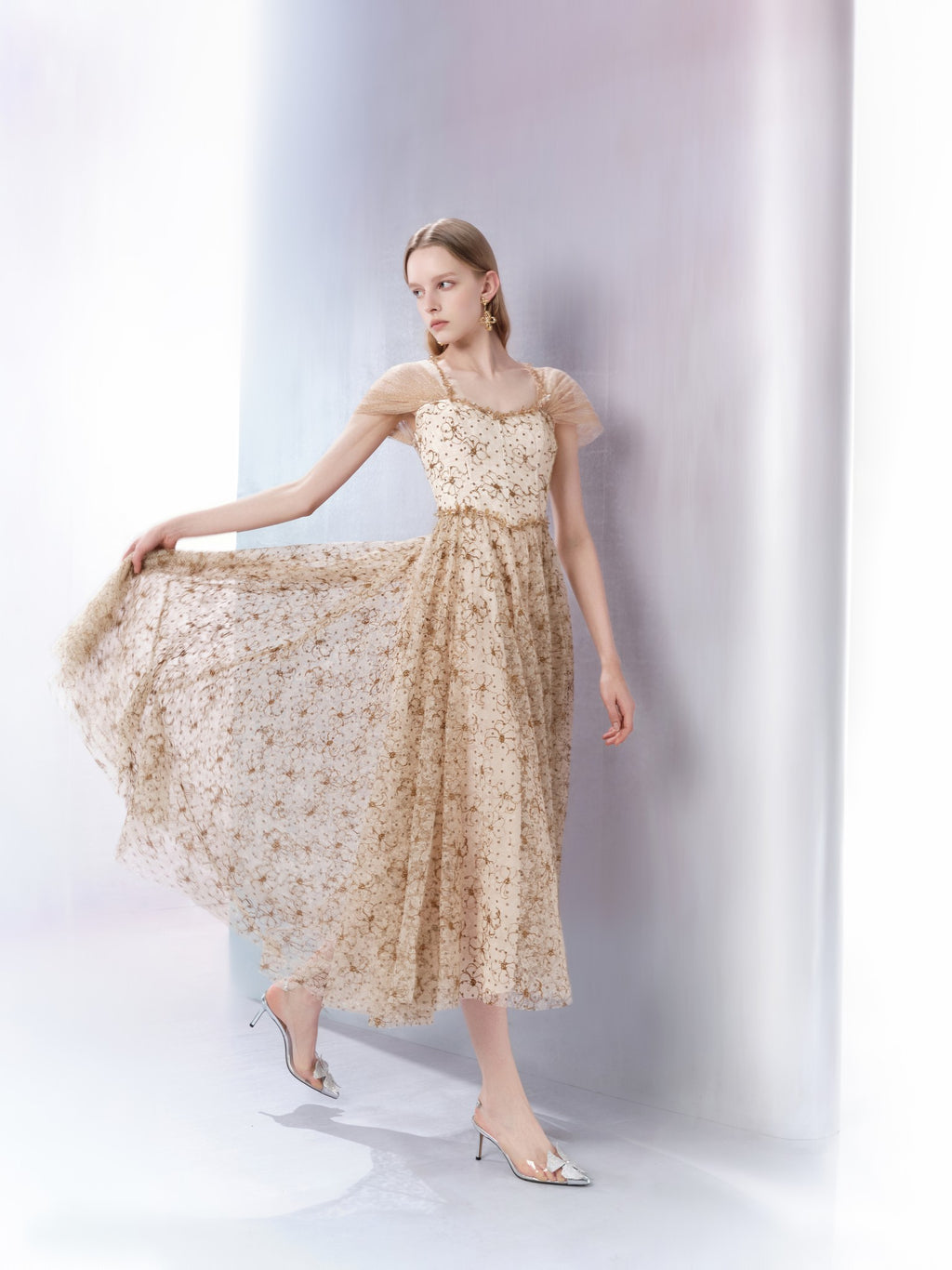 Pearl Wonderland Tulle Embroidered Sequin Waist Dress back detail