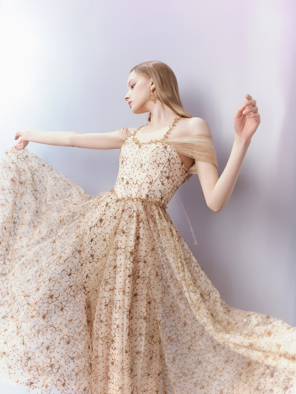 Pearl Wonderland Tulle Embroidered Sequin Waist Dress accessory detail