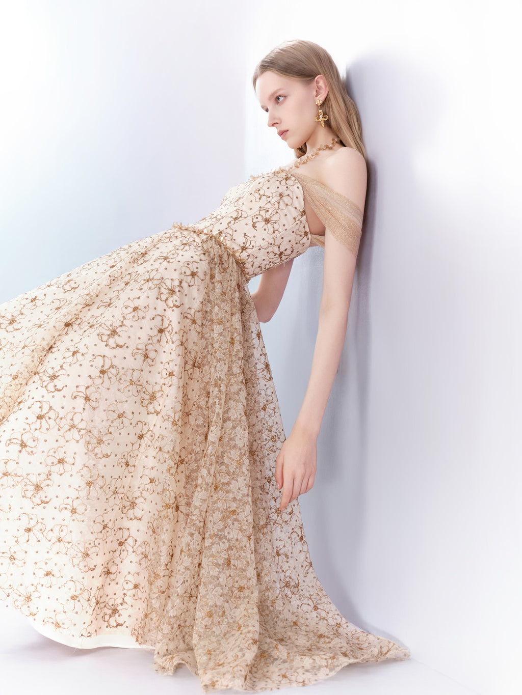 Pearl Wonderland Tulle Embroidered Sequin Waist Dress front detail