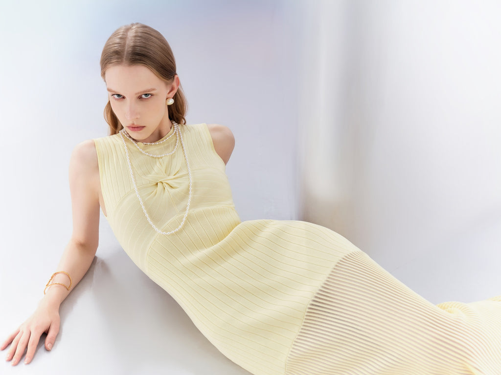 Mayfair Sunlight Yellow Fishtail Knit Maxi Dress lookbook