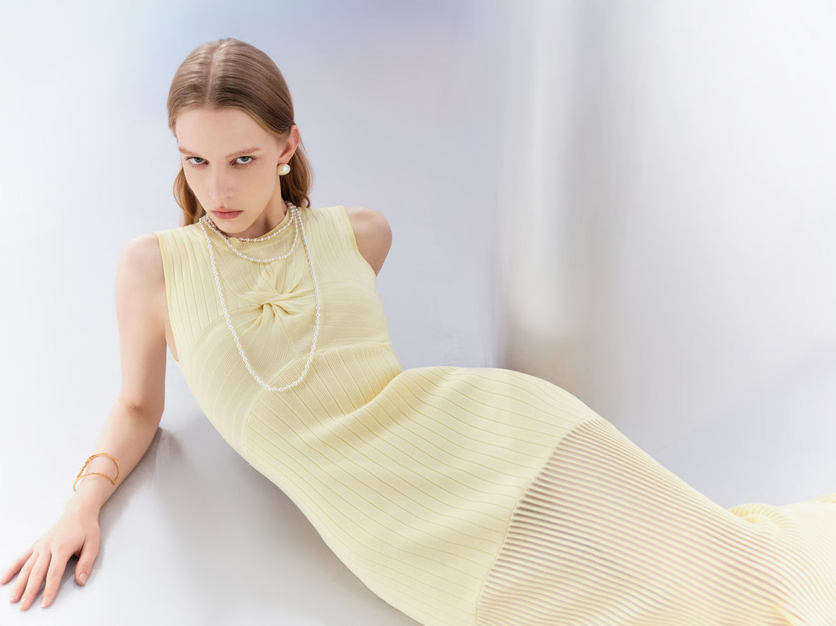 Mayfair Sunlight Yellow Fishtail Knit Maxi Dress lookbook