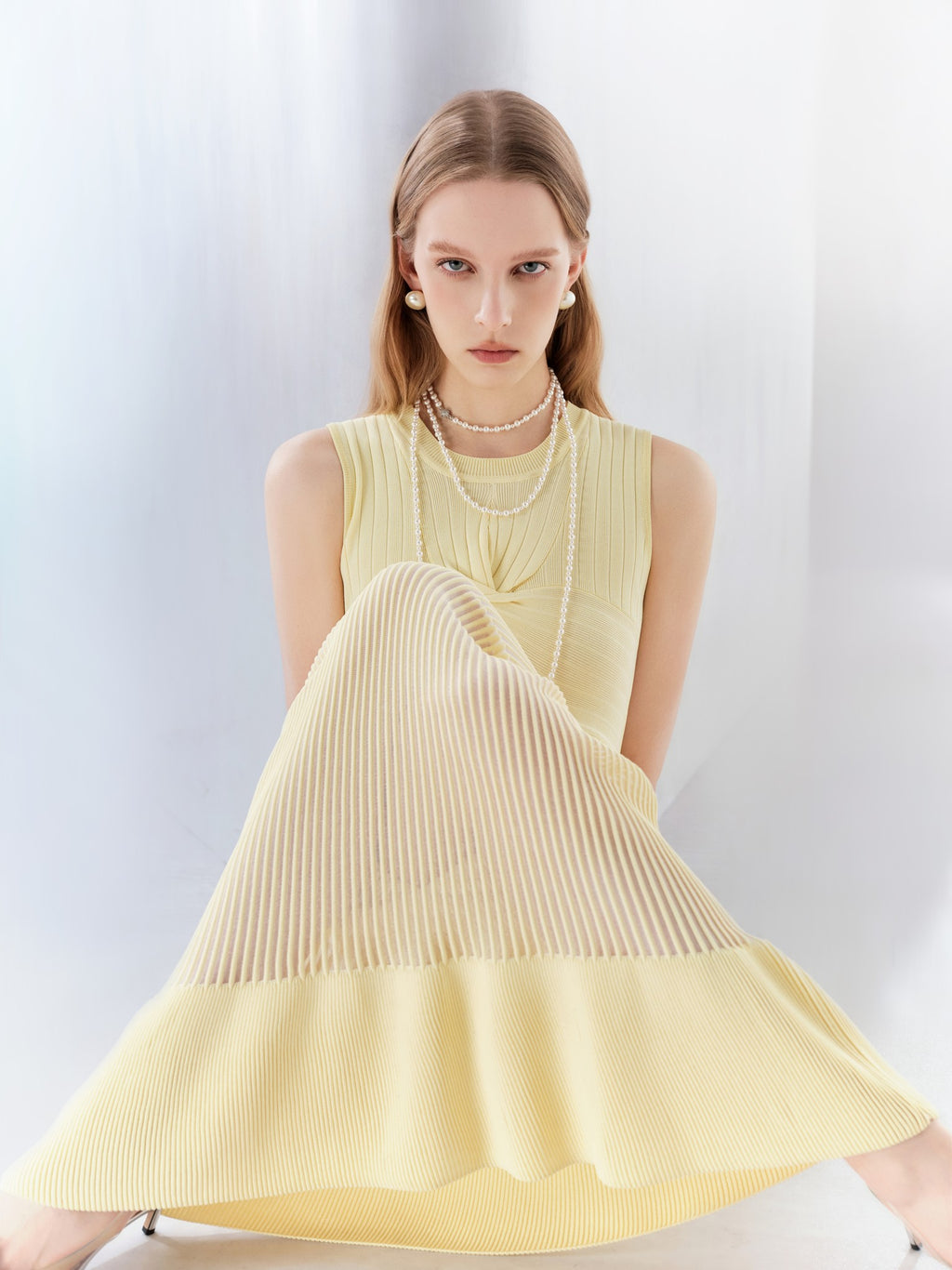 Mayfair Sunlight Yellow Fishtail Knit Maxi Dress lookbook