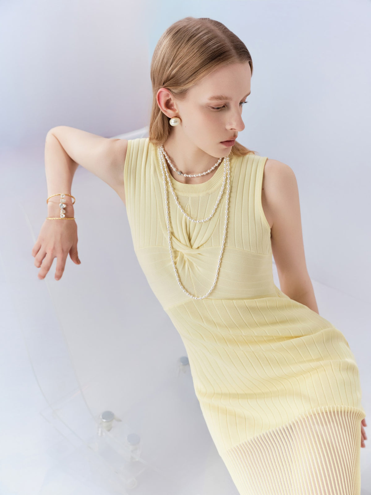 Mayfair Sunlight Yellow Fishtail Knit Maxi Dress lookbook