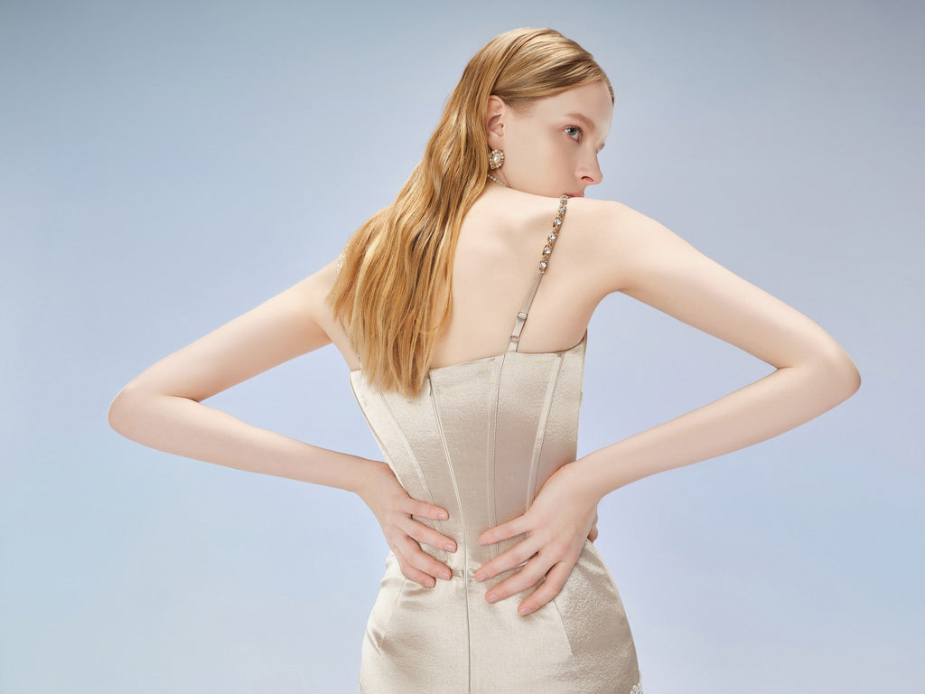 Rue Cambon Embroidered Strap Mini Dress lookbook