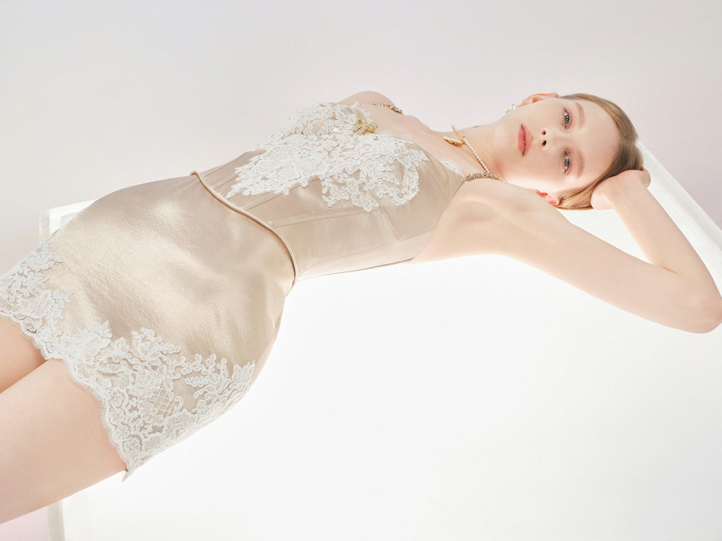 Rue Cambon Embroidered Strap Mini Dress lookbook