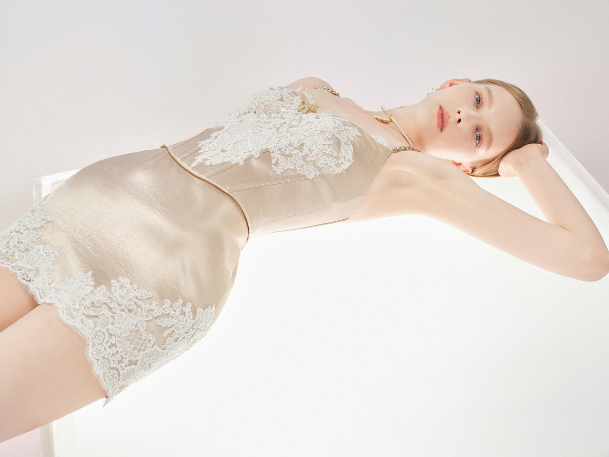 Rue Cambon Embroidered Strap Mini Dress lookbook
