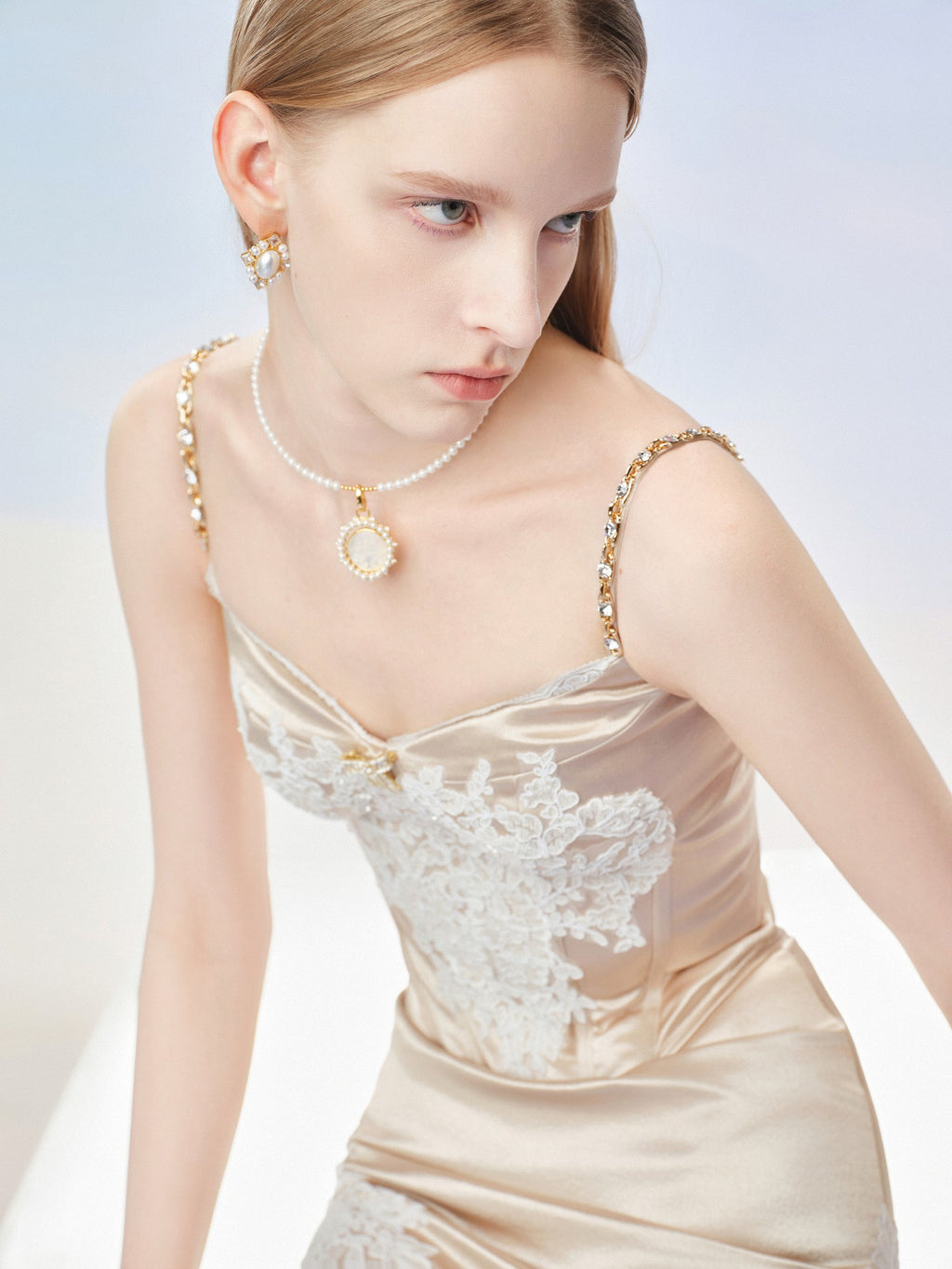 Rue Cambon Embroidered Strap Mini Dress back detail