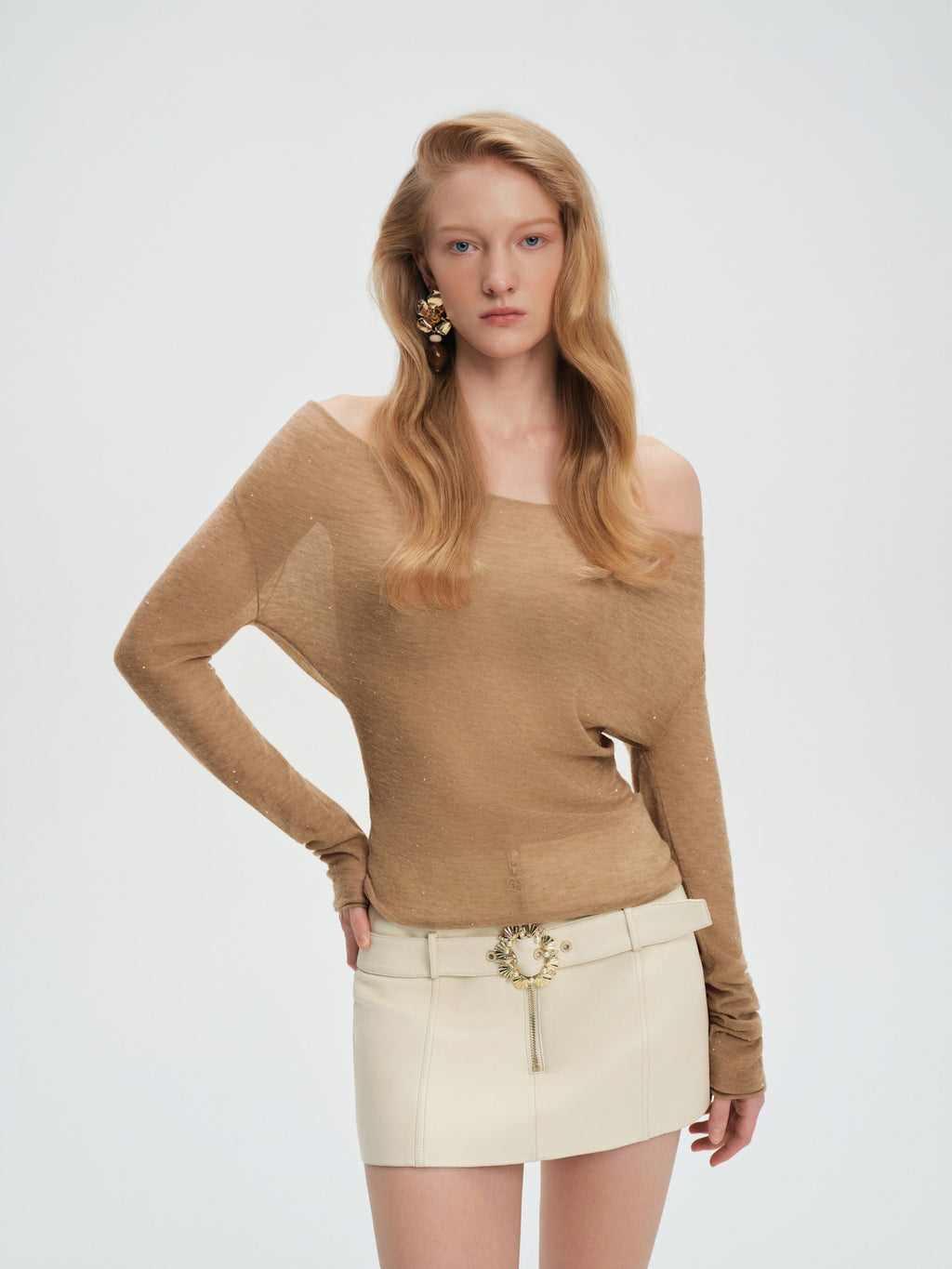 Morning Muse Brown Long-Sleeve Knit Top look