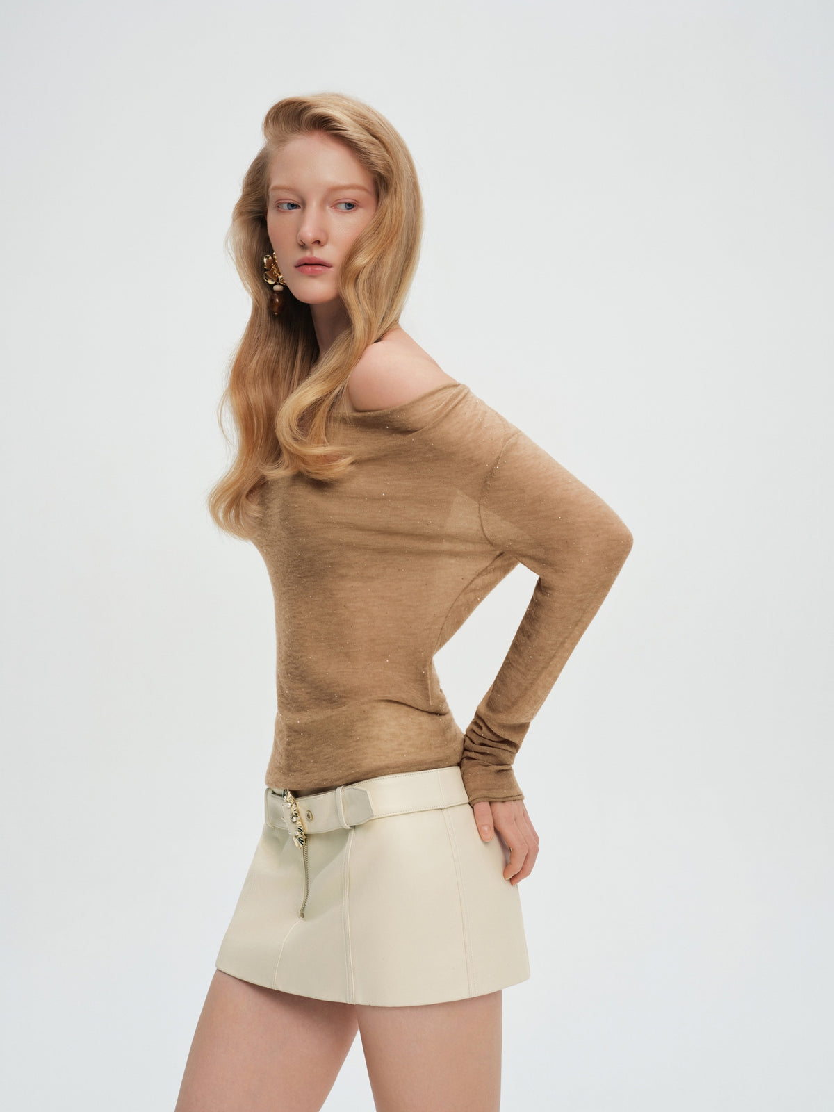 Morning Muse Brown Long-Sleeve Knit Top look