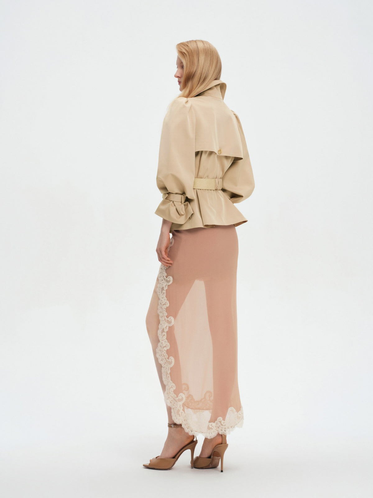 Trench coat acetate fabric texture and drape