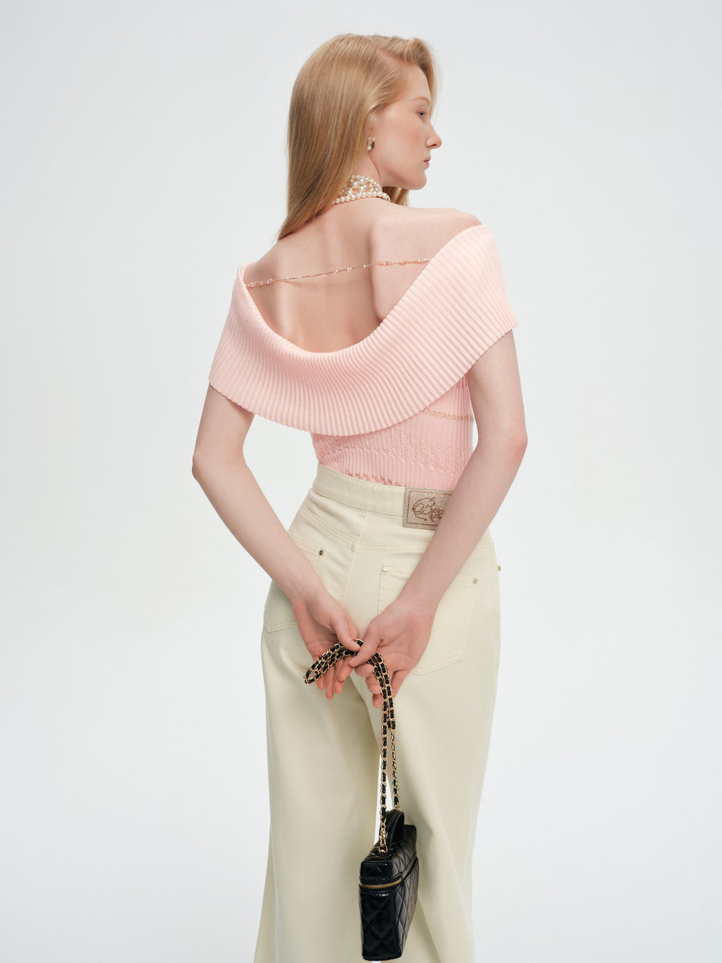 Pearl Wonderland Off-Shoulder Wool Top look 5