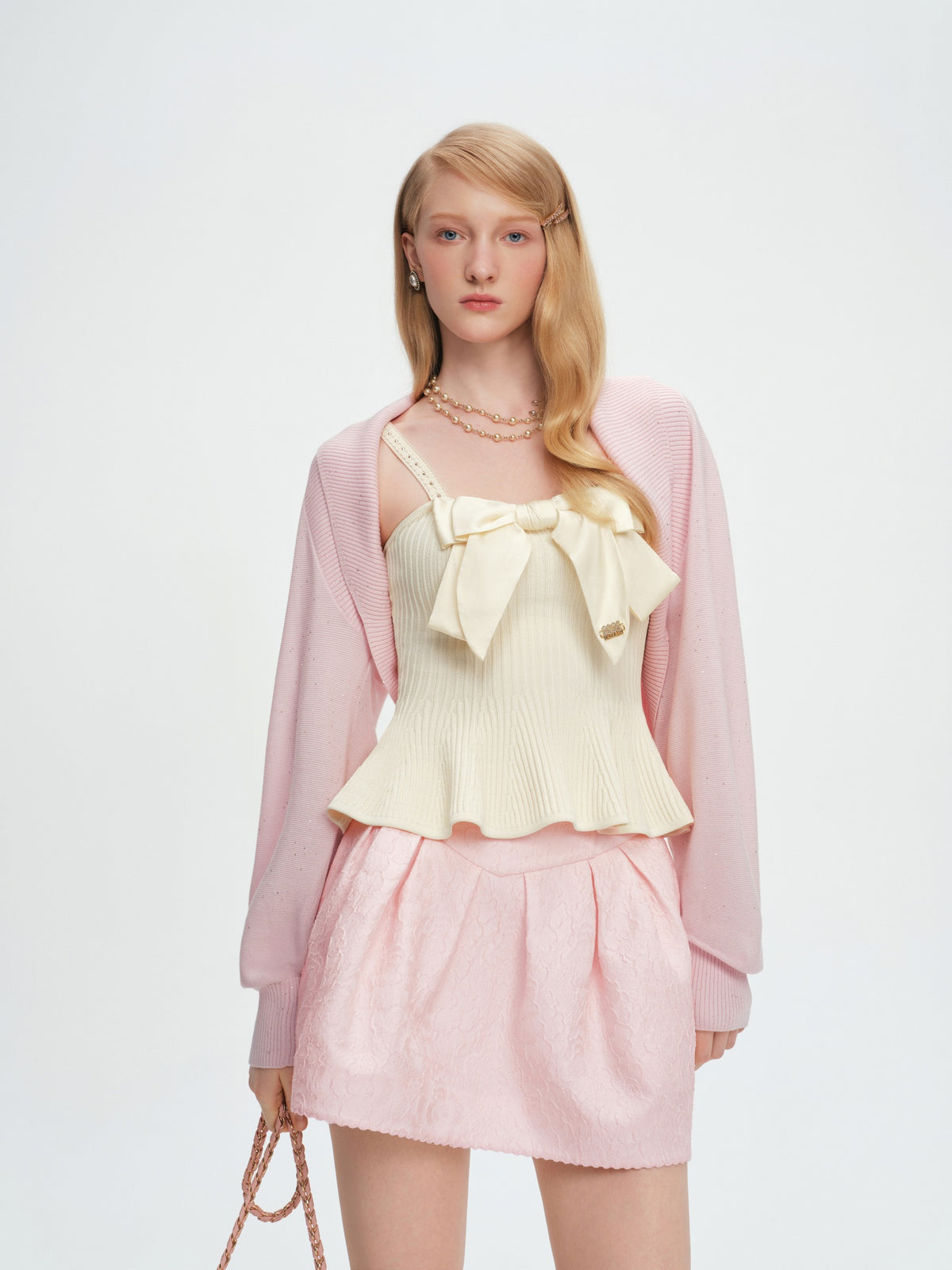 Pearl Wonderland Sequin Knit Cardigan look
