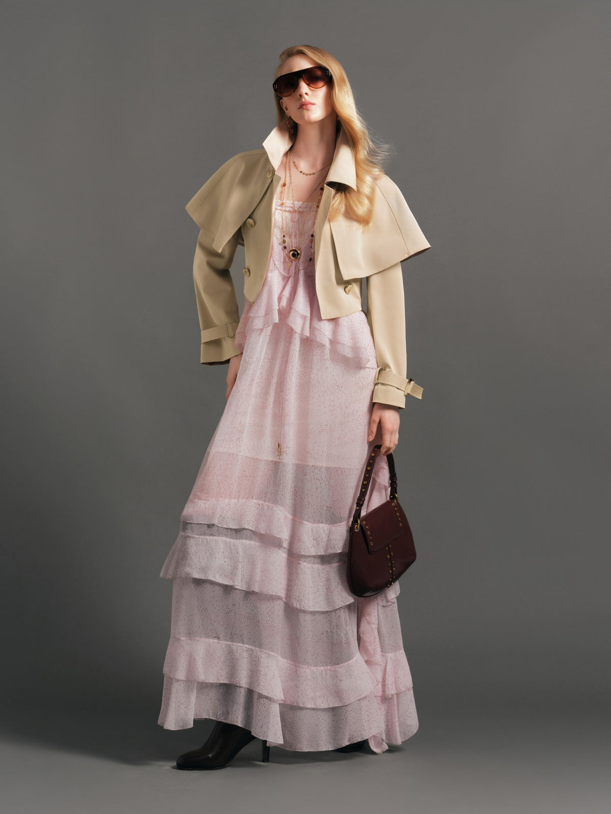 Riviera Silk Slip Maxi Dress with Ruffle Hem back view