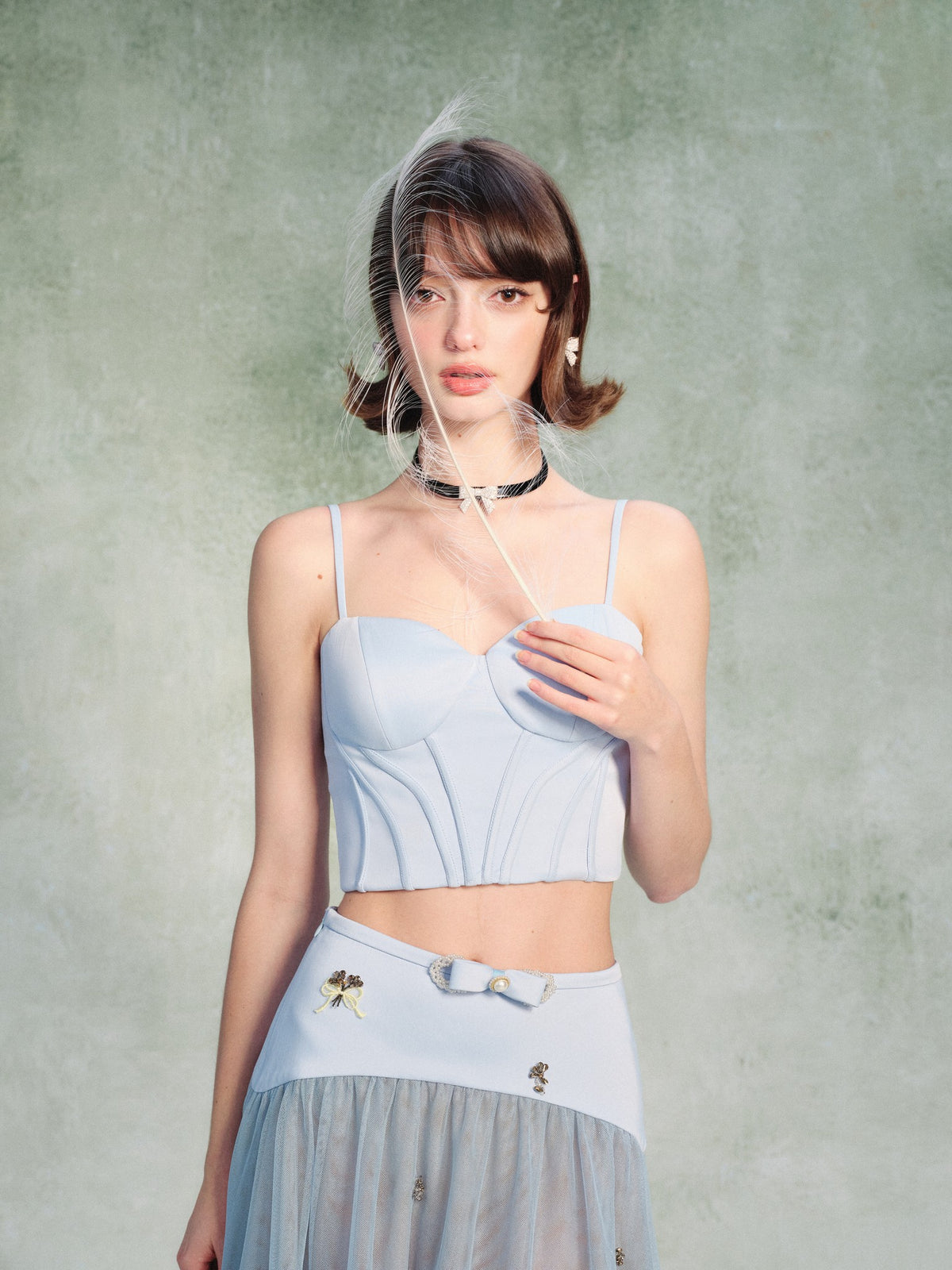 Sunset Bloom Blue Cropped Cutout Camisole back view