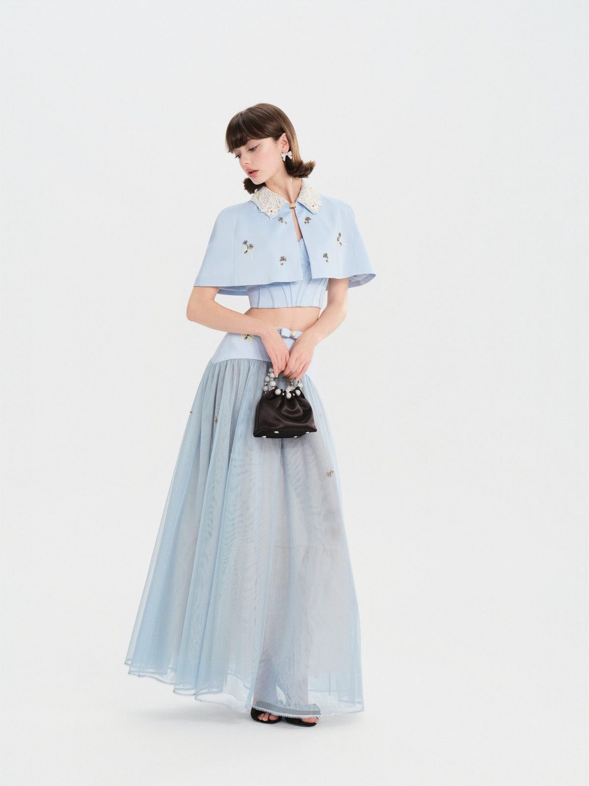 Sunset Bloom Blue Cropped Cutout Camisole fitting detail