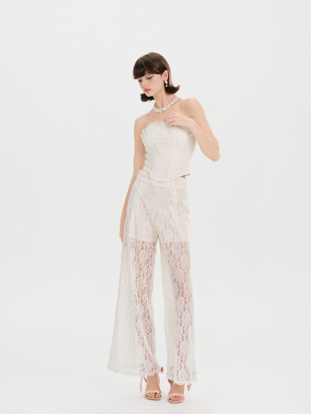 Morning Muse Lace Tube Top front detail