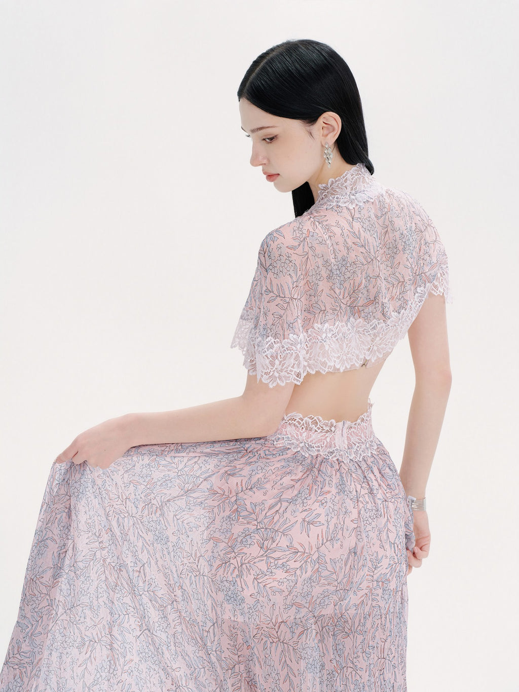Riviera Printed Silk Lace Midi Dress styling