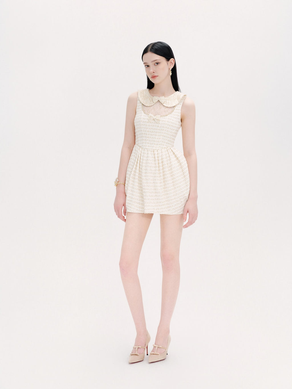 Rue Cambon Ivory Bow-Knot Lace Tulip Dress styling
