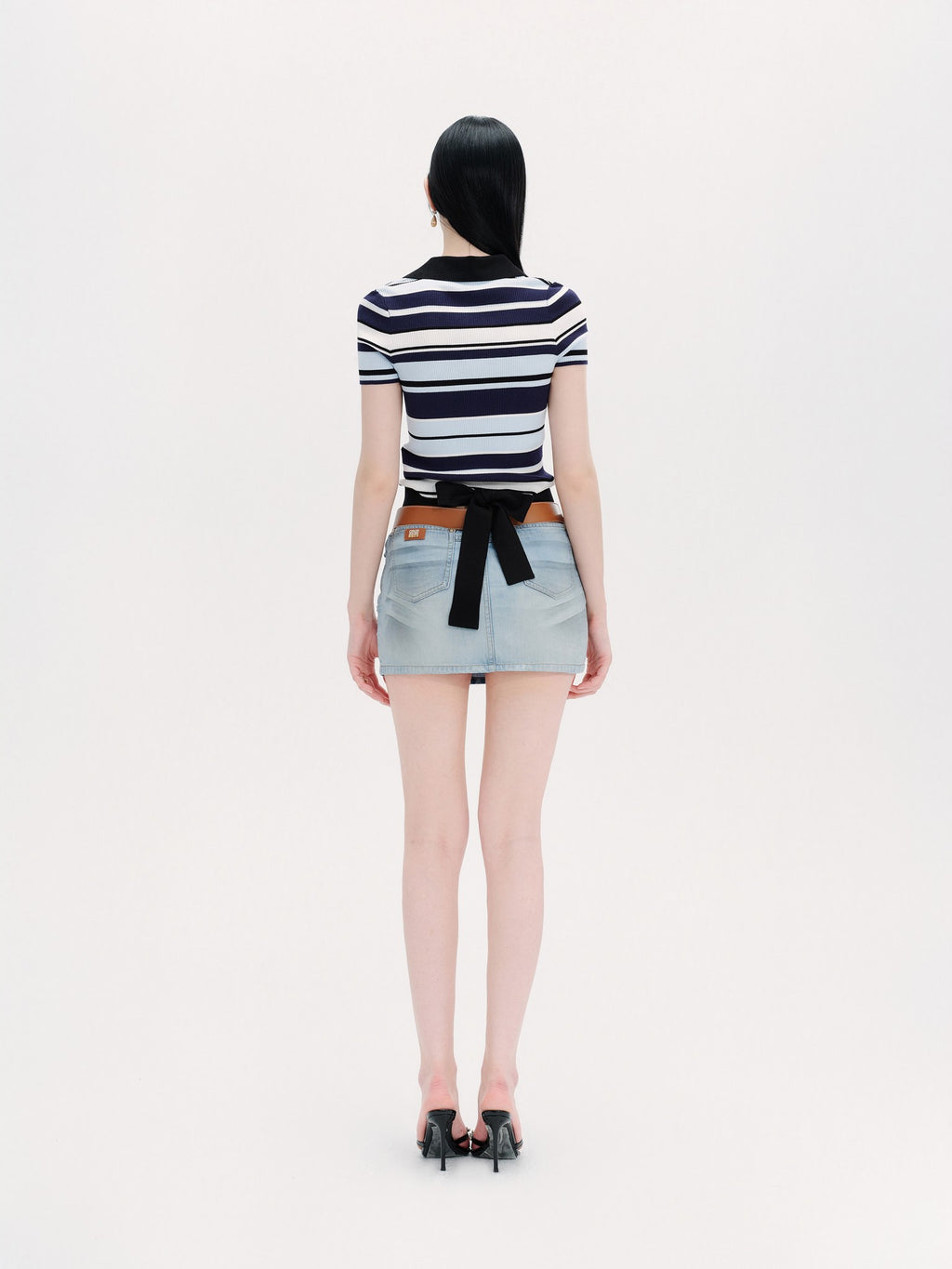 Riviera Striped Knit Short Sleeve Pullover Top styling