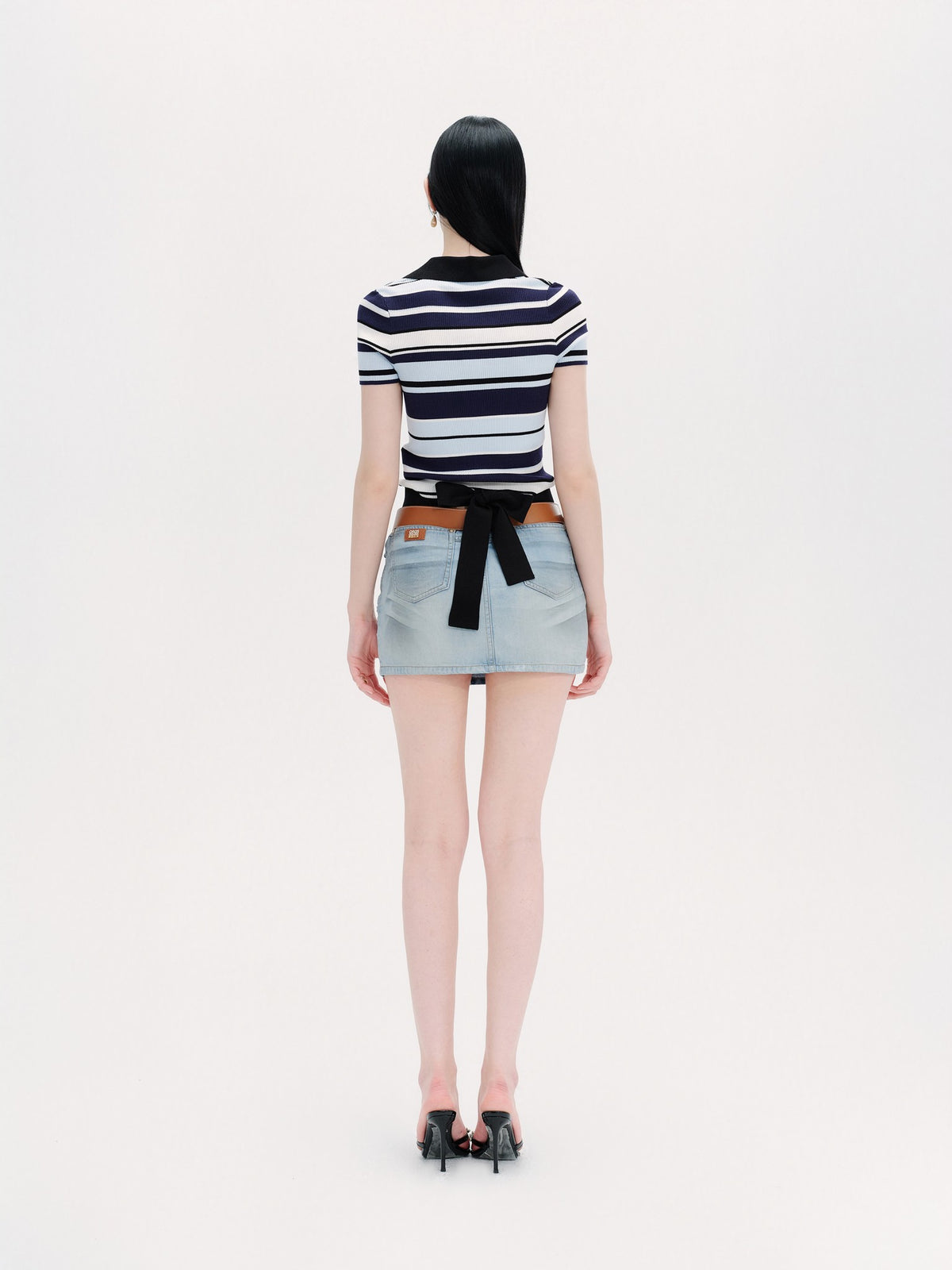 Riviera Striped Knit Short Sleeve Pullover Top styling