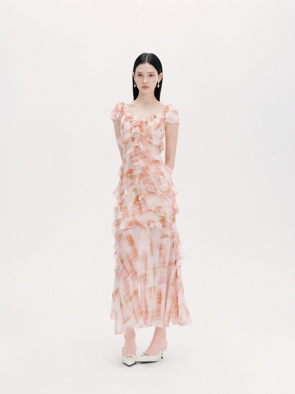 Riviera Silk Print Resort Midi Dress back view