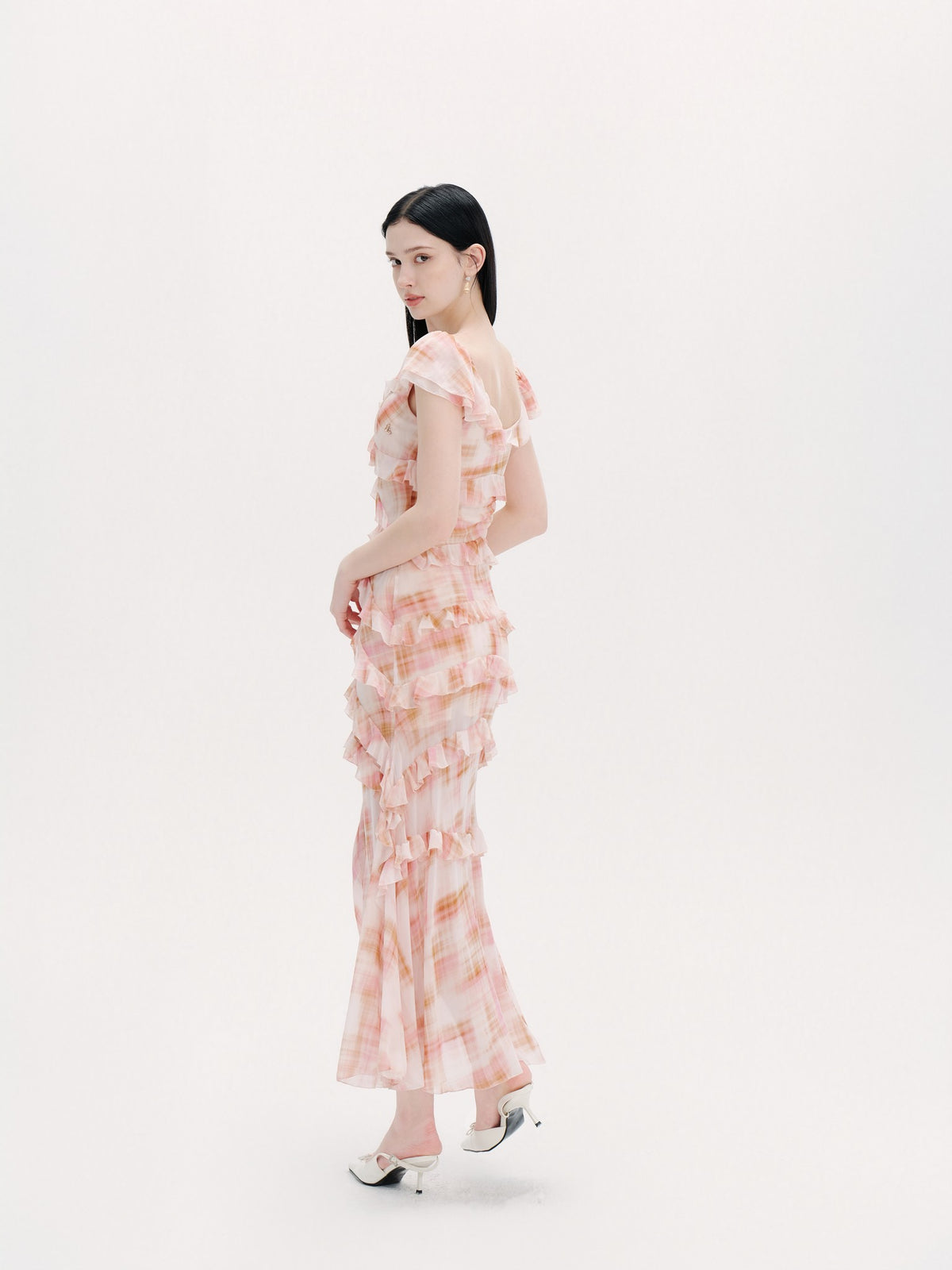 Riviera Silk Print Resort Midi Dress side profile