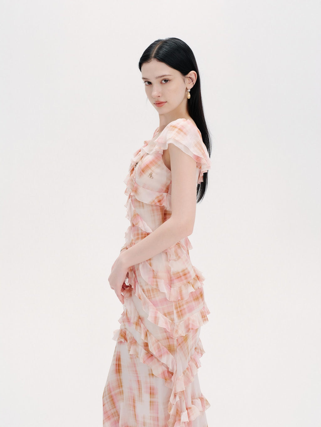 Riviera Silk Print Resort Midi Dress fabric close-up