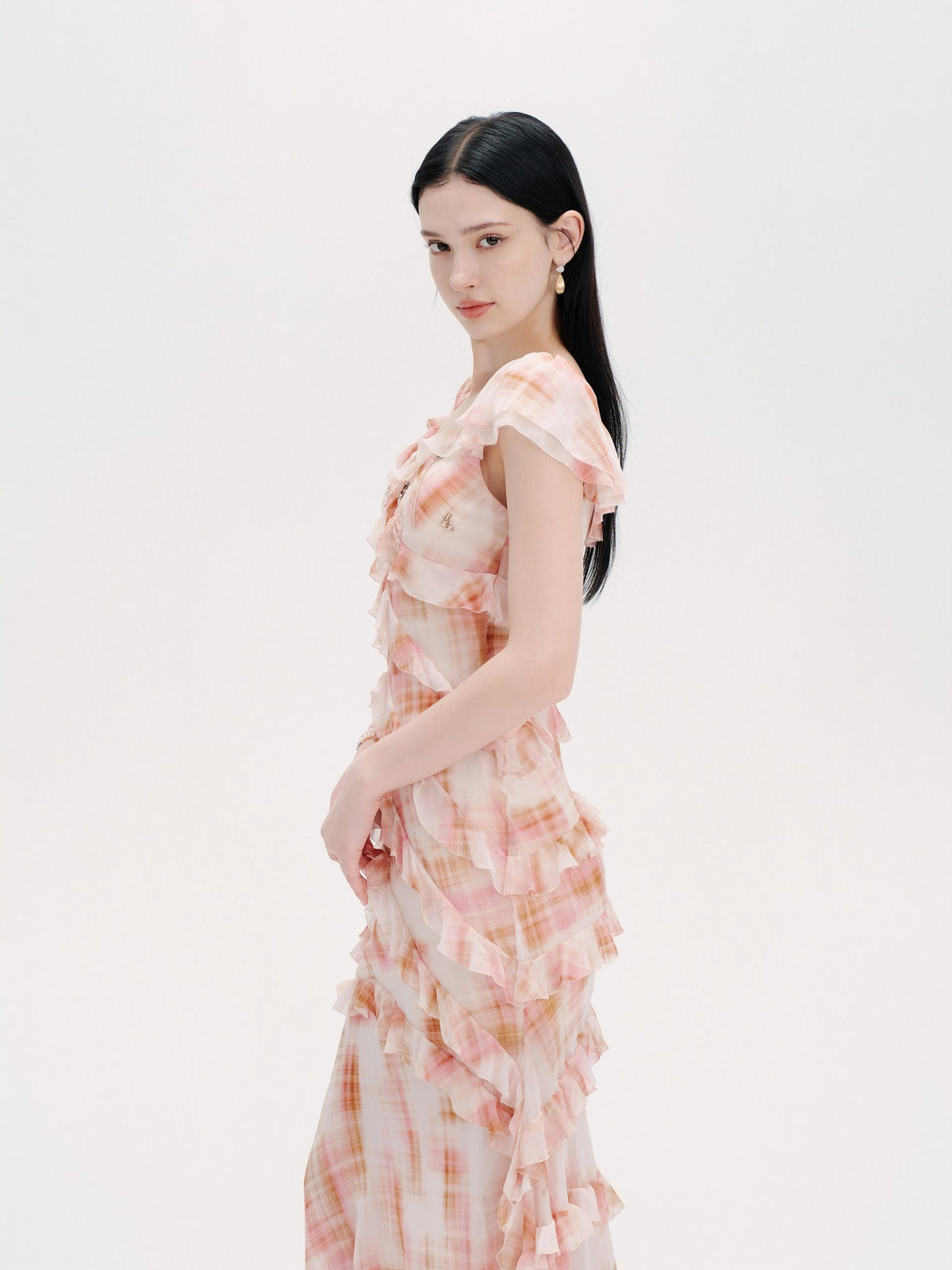 Riviera Silk Print Resort Midi Dress fabric close-up