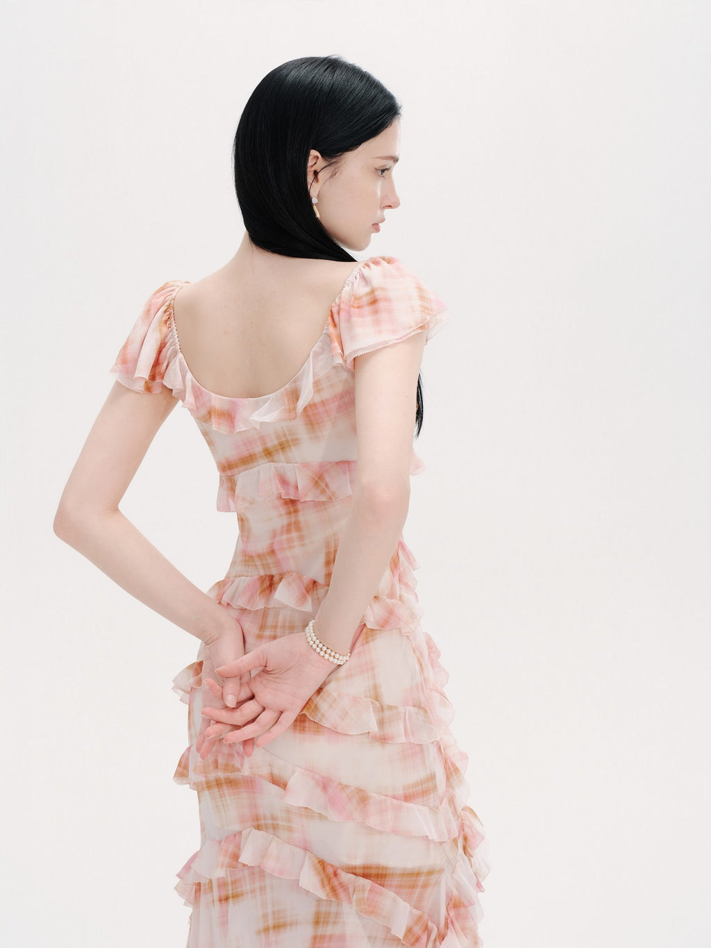 Riviera Silk Print Resort Midi Dress hem detail