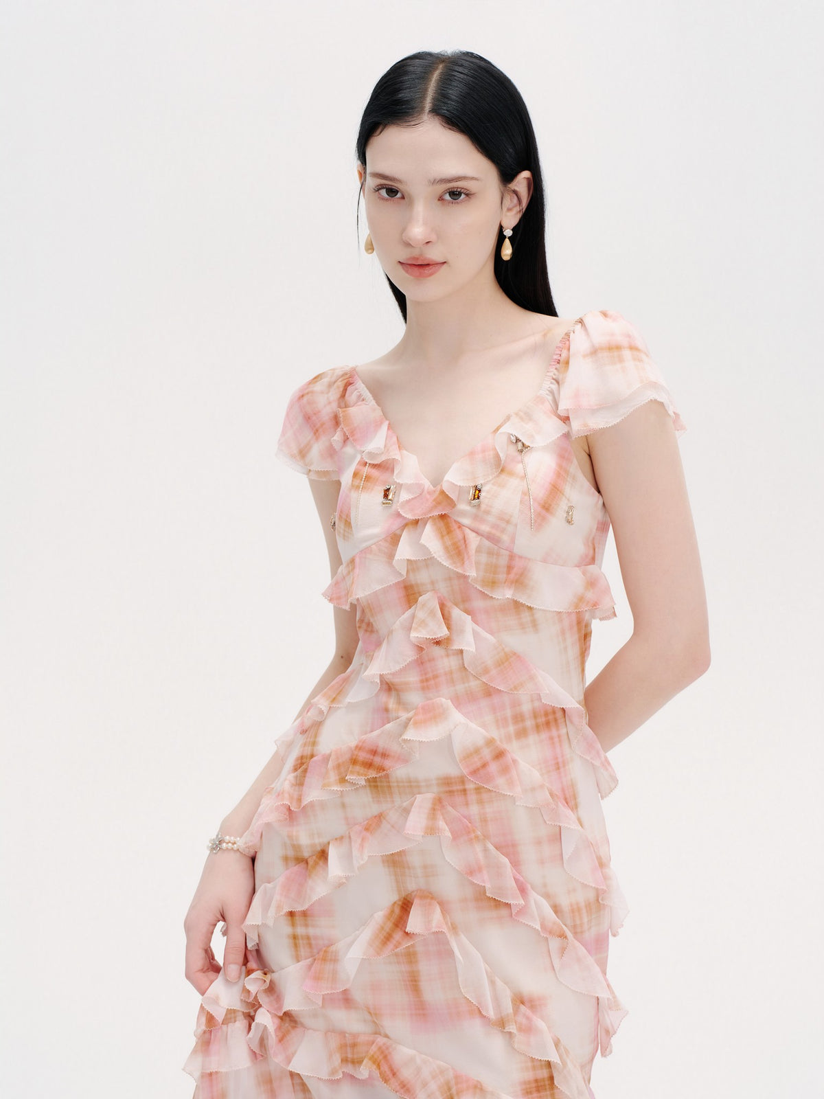 Riviera Silk Print Resort Midi Dress back detail