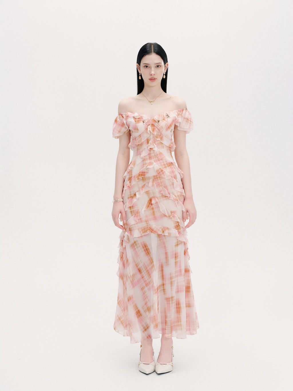Riviera Silk Print Resort Midi Dress texture