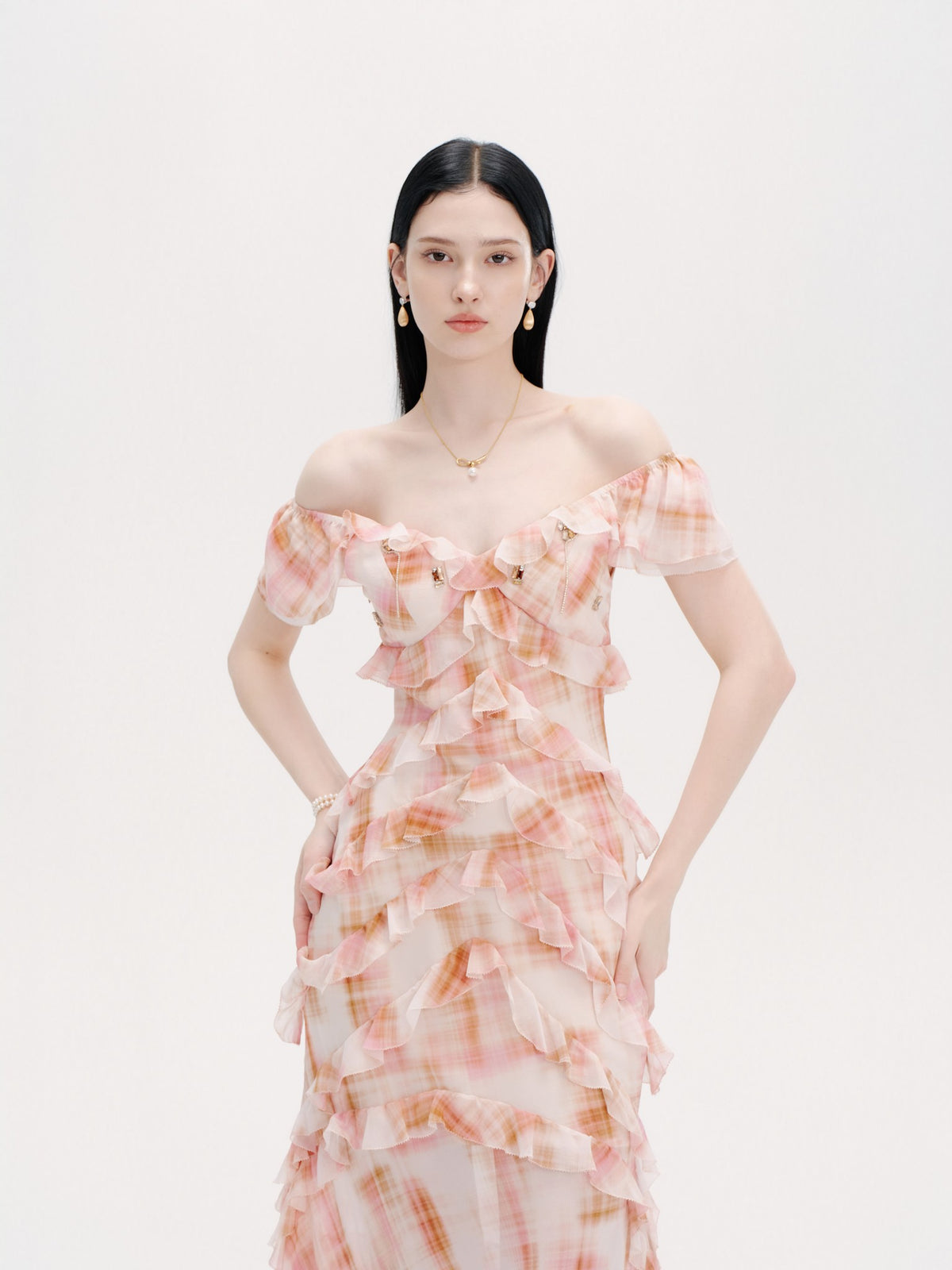 Riviera Silk Print Resort Midi Dress detail