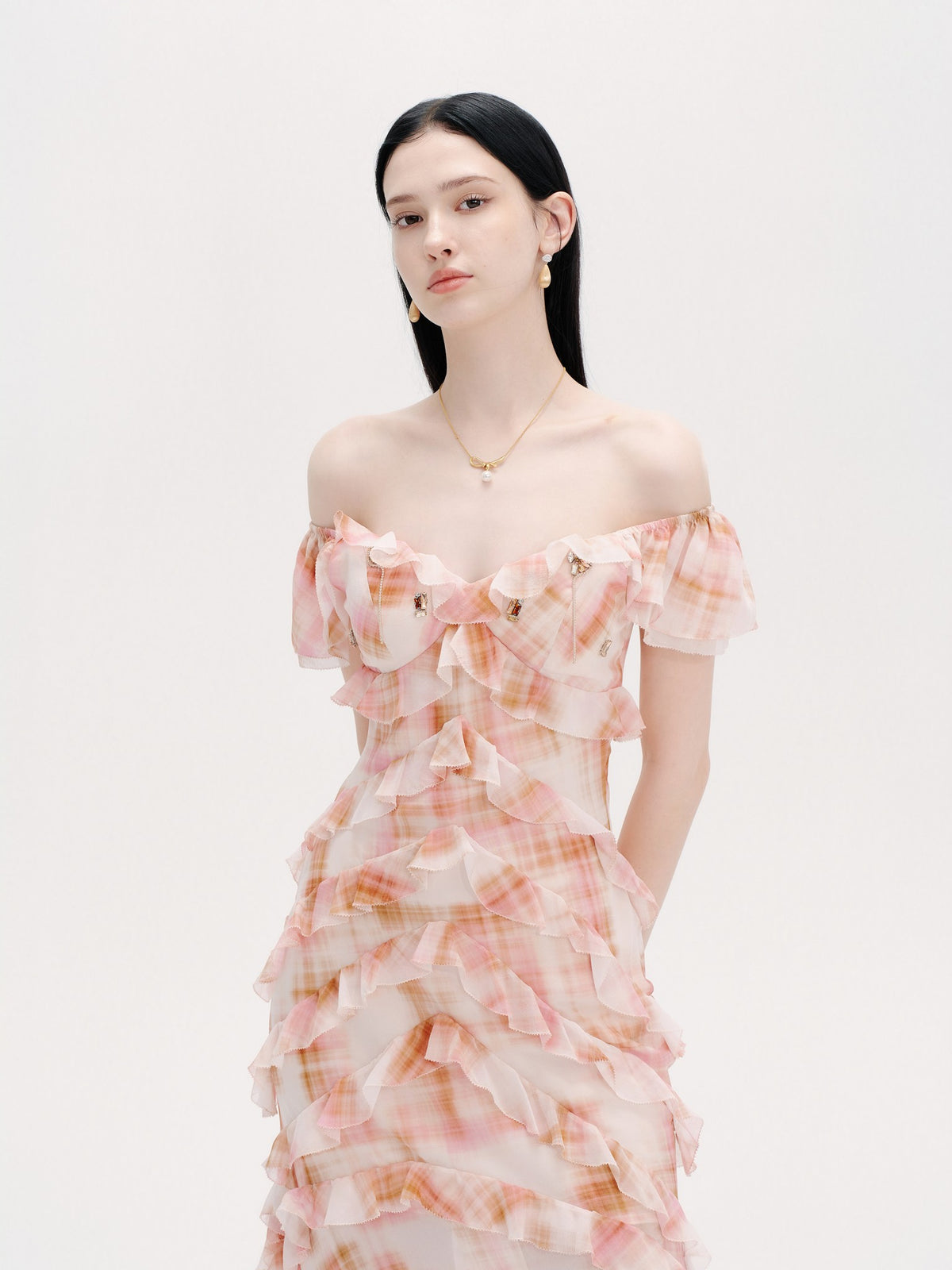 Riviera Silk Print Resort Midi Dress print detail