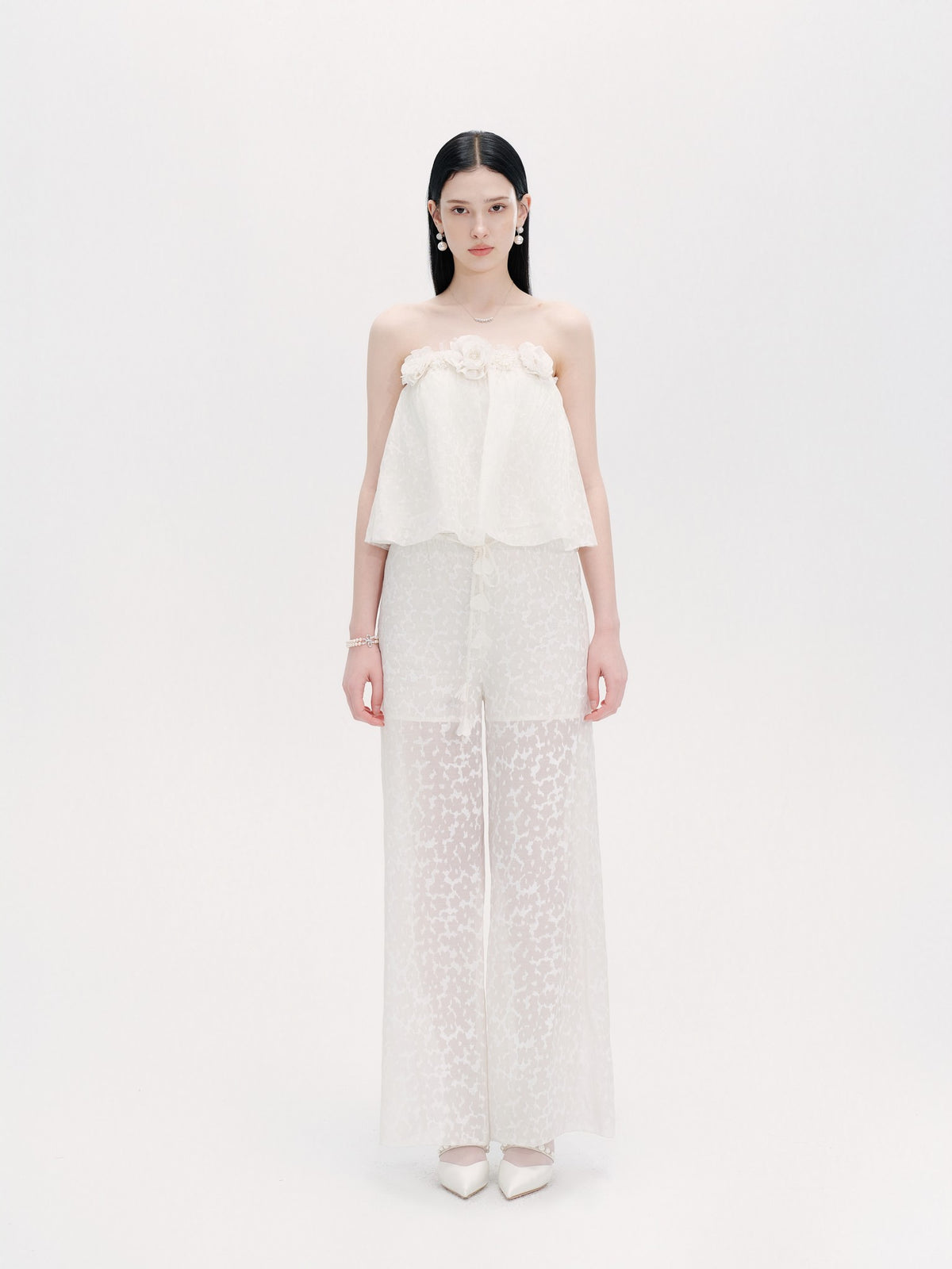 Riviera Textured Print Wide-Leg Pants look 3