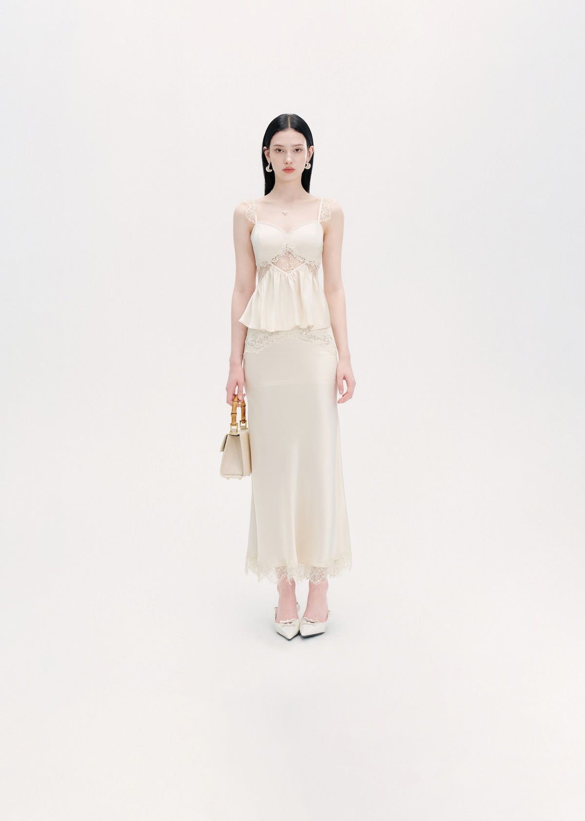Riviera Triacetate Lace Waist French Elegant Bustier Top front detail