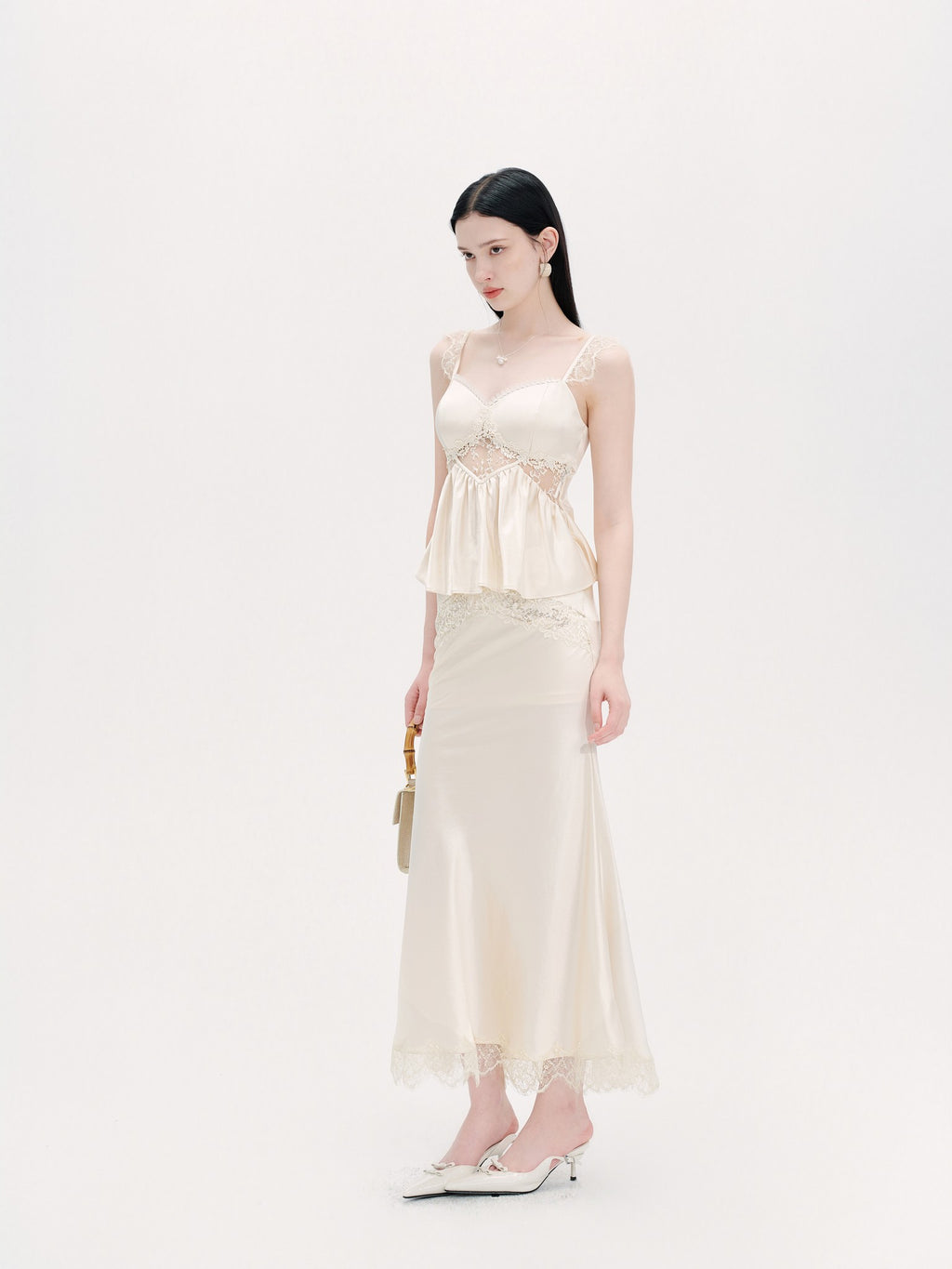 Riviera Triacetate Lace Waist French Elegant Bustier Top back view
