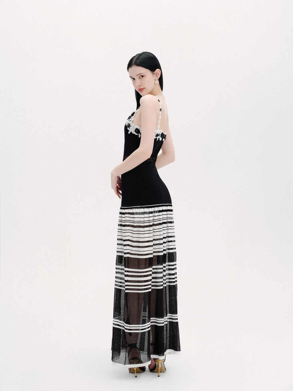Riviera Lace Striped Slip Maxi Dress styling