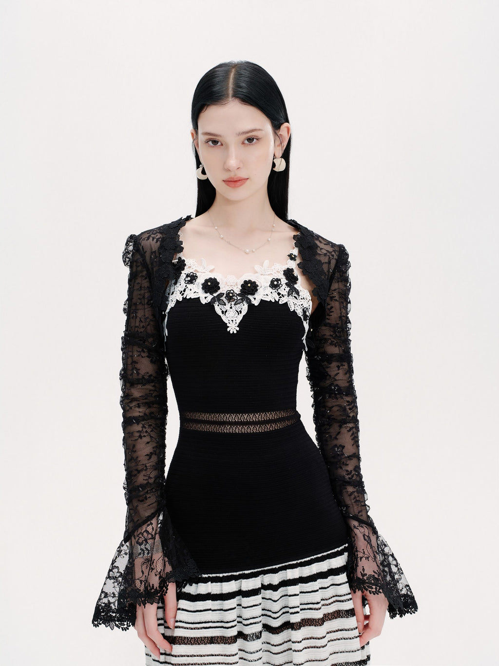 Riviera Lace Striped Slip Maxi Dress back detail