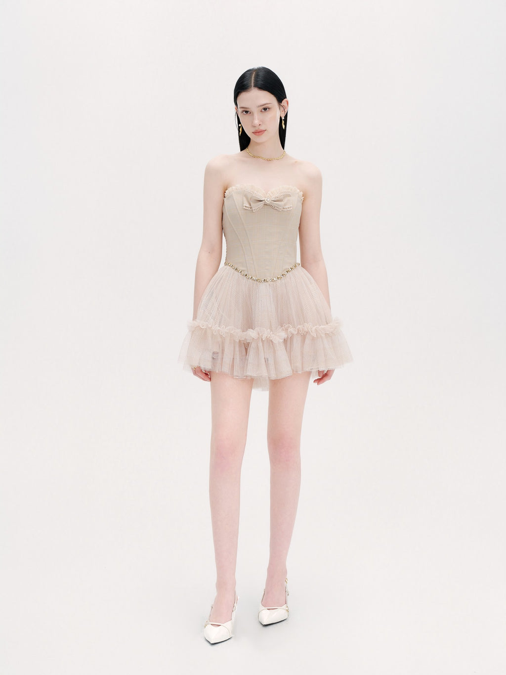 Pearl Wonderland Plaid Bow Tulle Puffy Mini Dress lookbook cover