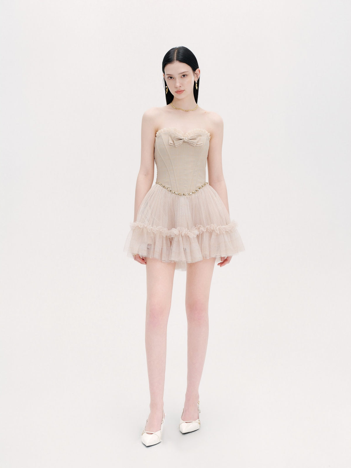 Pearl Wonderland Plaid Bow Tulle Puffy Mini Dress lookbook cover