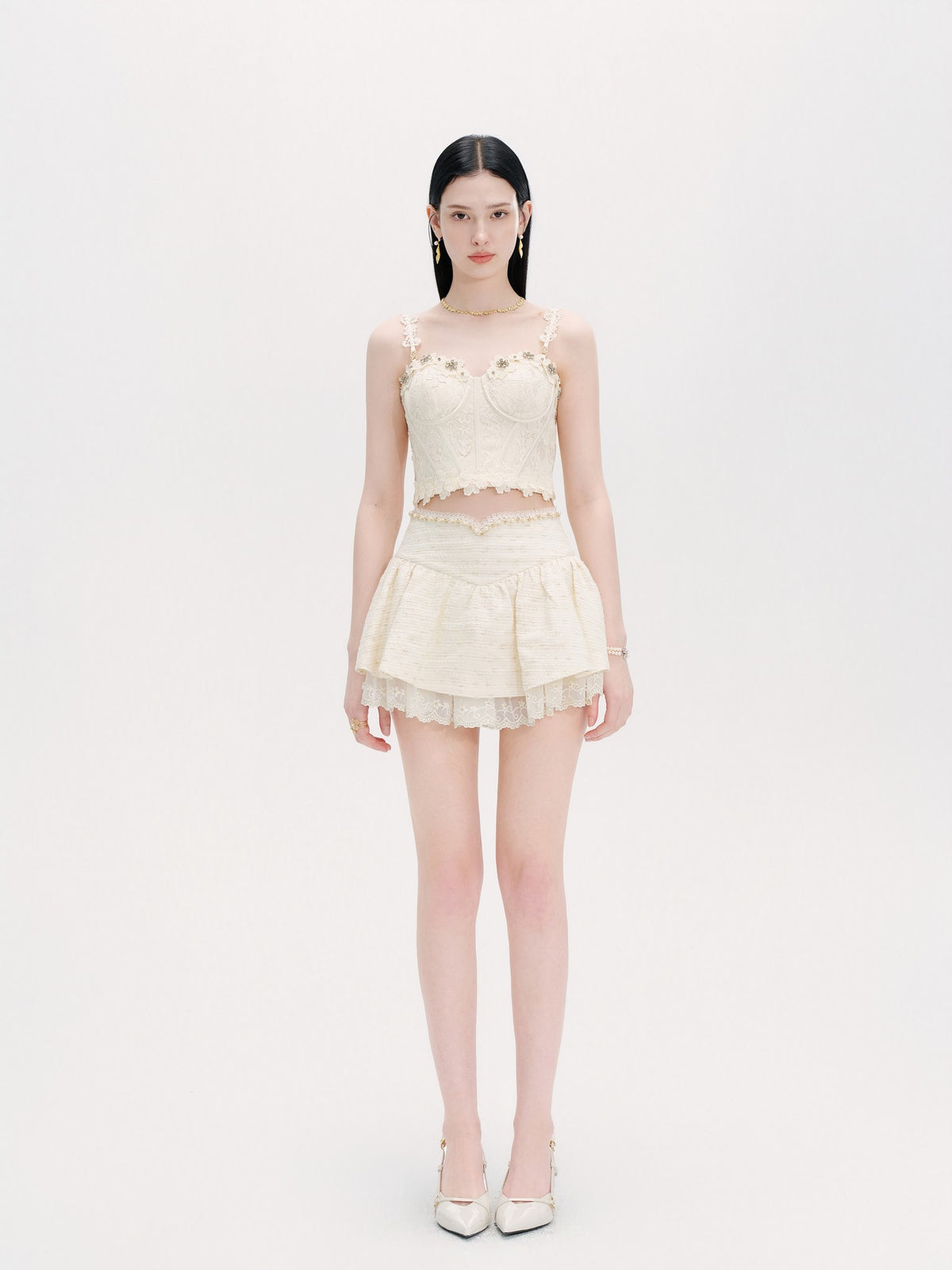 Riviera Boned Lace Bustier Top front view