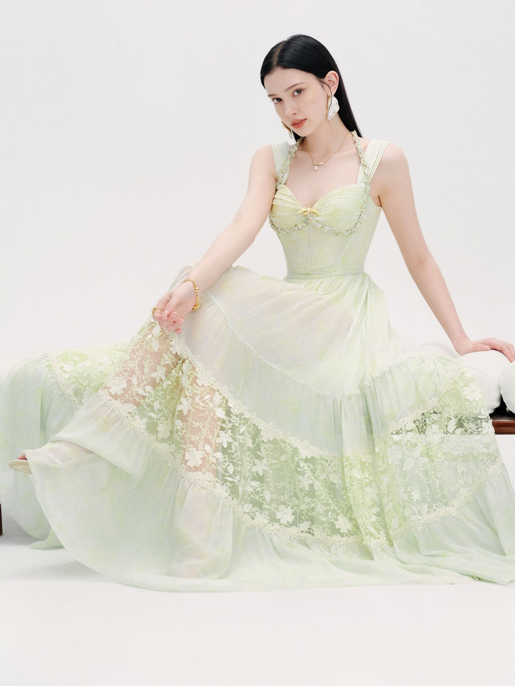 Riviera Resort Column Bustier Maxi Dress side slit detail