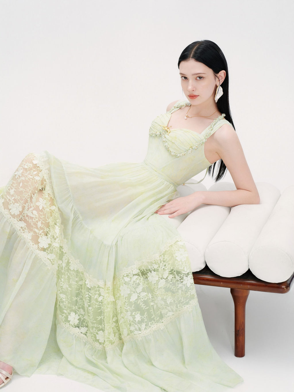 Riviera Resort Column Bustier Maxi Dress fabric close-up