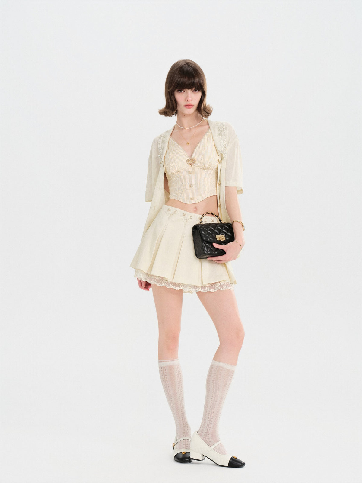 Riviera Retro Lapel Short Sleeve Blouse back view